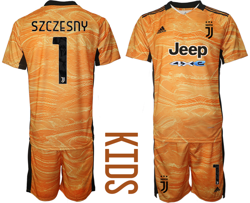 Youth 2021-2022 Club Juventus orange yellow goalkeeper #1 Soccer Jersey